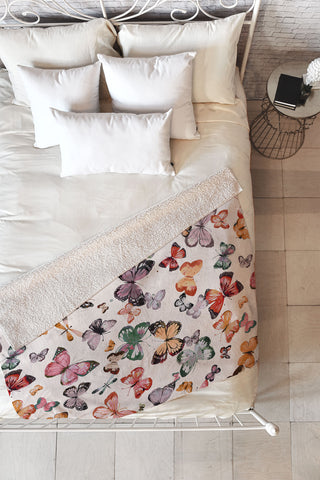 Ninola Design Butterflies wings countryside Fleece Throw Blanket