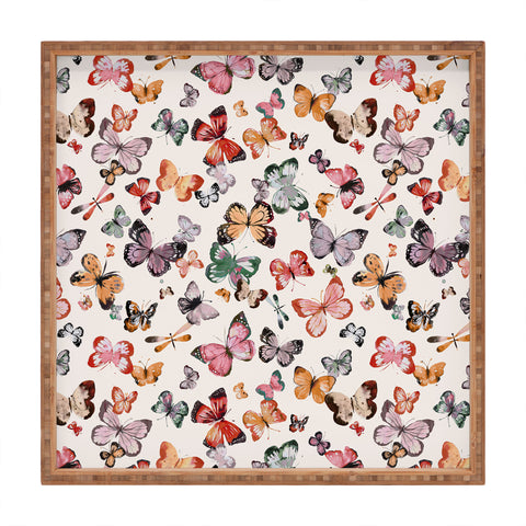 Ninola Design Butterflies wings countryside Square Tray