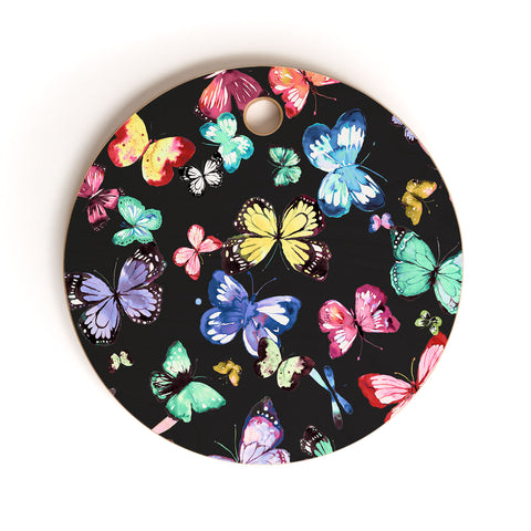 Ninola Design Butterflies Wings Eclectic colors Cutting Board Round