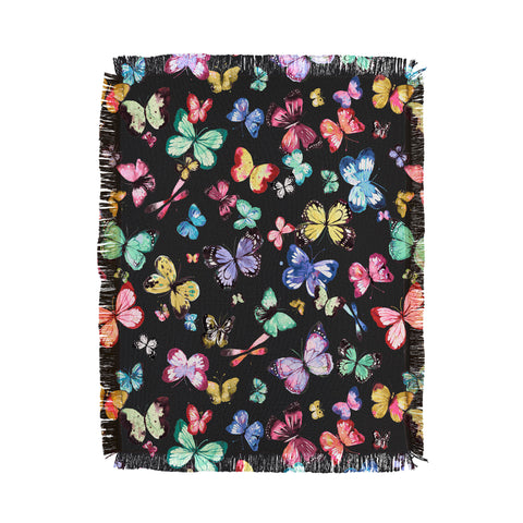 Ninola Design Butterflies Wings Eclectic colors Throw Blanket