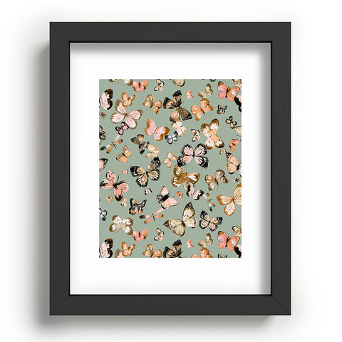 Ninola Design Butterflies wings Gold green Recessed Framing Rectangle