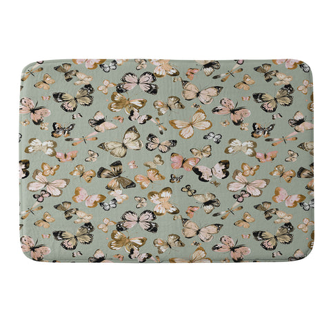 Ninola Design Butterflies wings Gold green Memory Foam Bath Mat