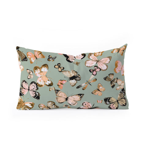 Ninola Design Butterflies wings Gold green Oblong Throw Pillow