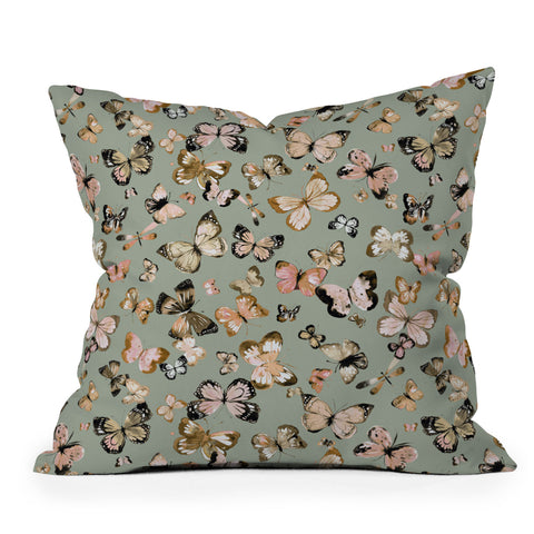 Ninola Design Butterflies wings Gold green Throw Pillow