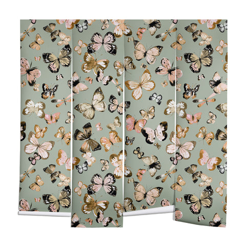 Ninola Design Butterflies wings Gold green Wall Mural