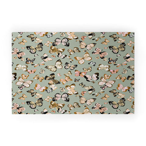 Ninola Design Butterflies wings Gold green Welcome Mat