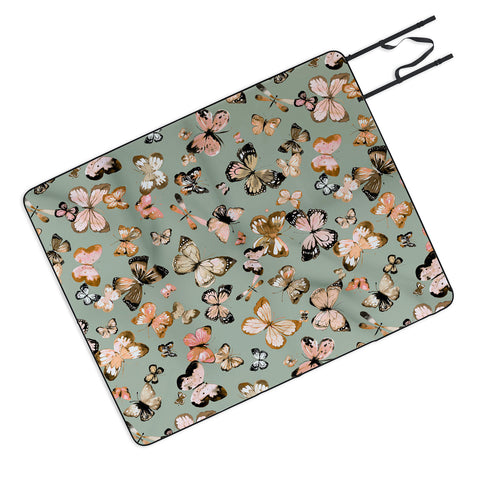 Ninola Design Butterflies wings Gold green Picnic Blanket