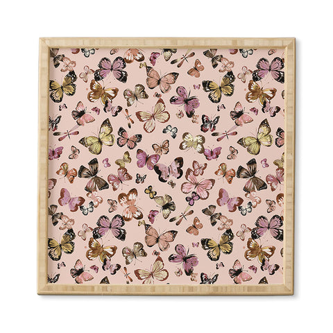 Ninola Design Butterflies wings Gold pink Framed Wall Art