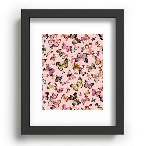 Ninola Design Butterflies wings Gold pink Recessed Framing Rectangle