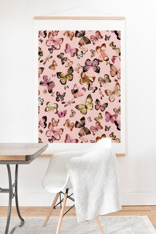 Ninola Design Butterflies wings Gold pink Art Print And Hanger