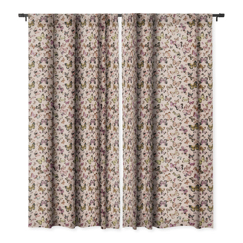 Ninola Design Butterflies wings Gold pink Blackout Window Curtain