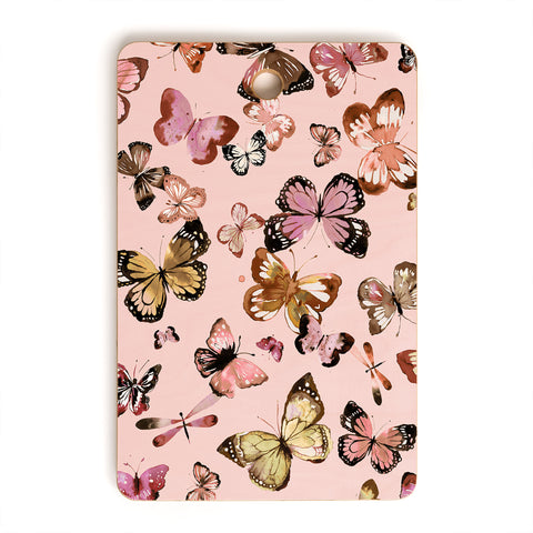 Ninola Design Butterflies wings Gold pink Cutting Board Rectangle