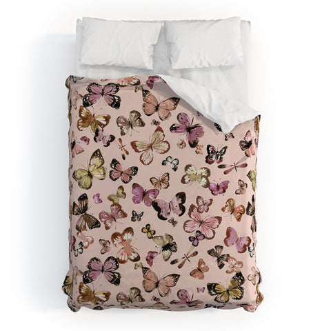 Ninola Design Butterflies wings Gold pink Duvet Cover