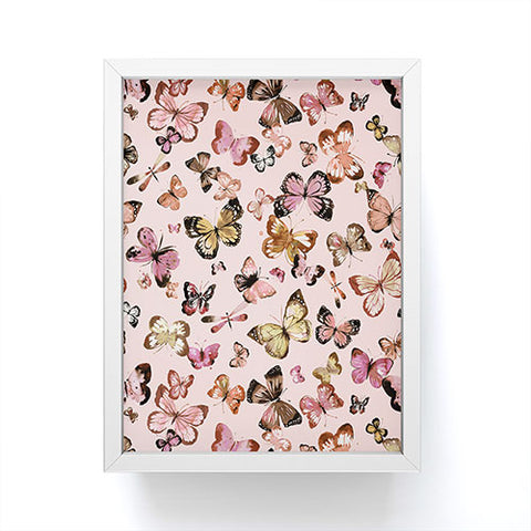 Ninola Design Butterflies wings Gold pink Framed Mini Art Print