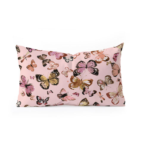 Ninola Design Butterflies wings Gold pink Oblong Throw Pillow
