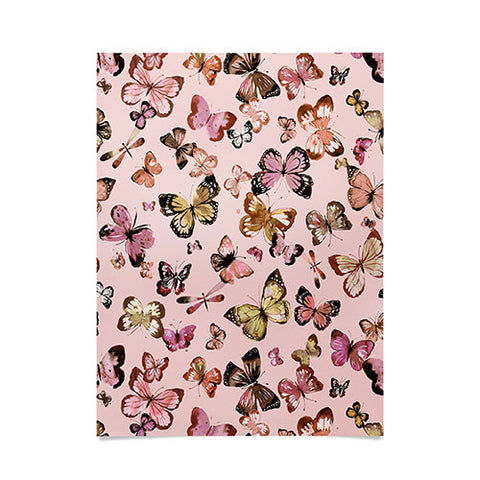 Ninola Design Butterflies wings Gold pink Poster
