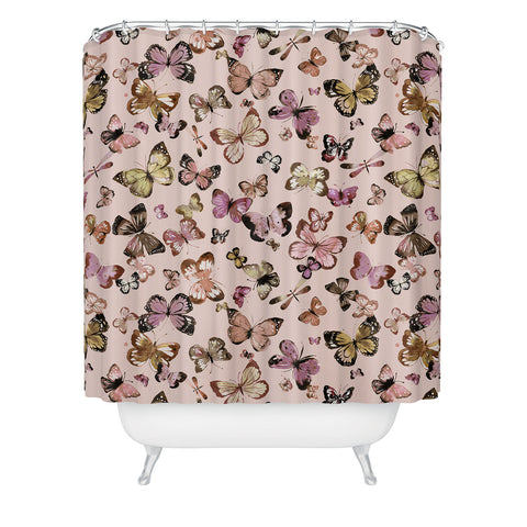 Ninola Design Butterflies wings Gold pink Shower Curtain