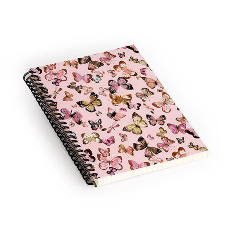 Ninola Design Butterflies wings Gold pink Spiral Notebook