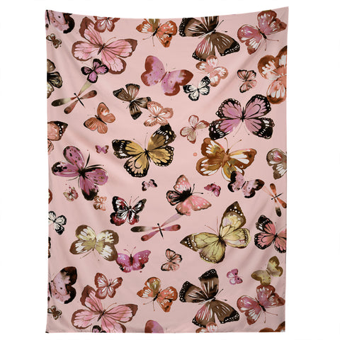 Ninola Design Butterflies wings Gold pink Tapestry