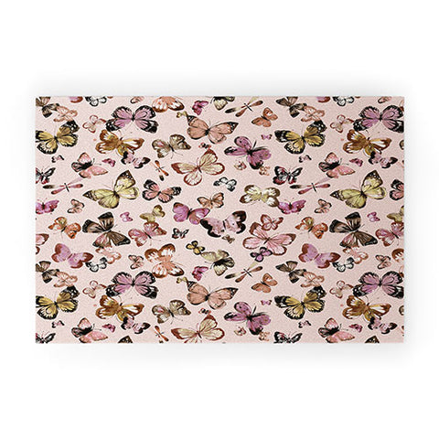Ninola Design Butterflies wings Gold pink Welcome Mat
