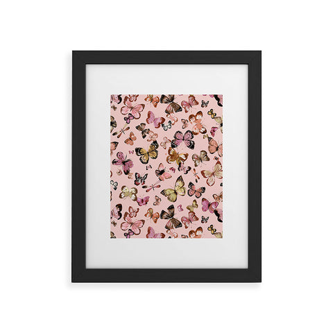 Ninola Design Butterflies wings Gold pink Framed Art Print