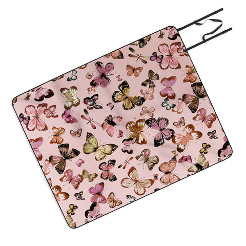 Ninola Design Butterflies wings Gold pink Picnic Blanket