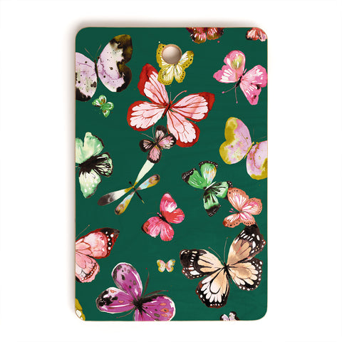 Ninola Design Butterflies Wings Green Cutting Board Rectangle