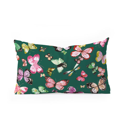 Ninola Design Butterflies Wings Green Oblong Throw Pillow
