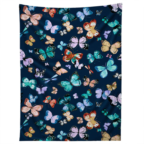 Ninola Design Butterflies wings navy blue Tapestry