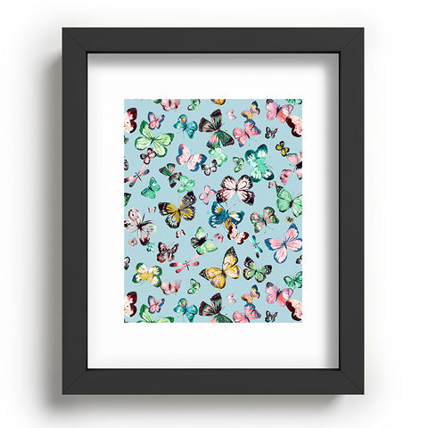 Ninola Design Butterflies wings Sky blue Recessed Framing Rectangle
