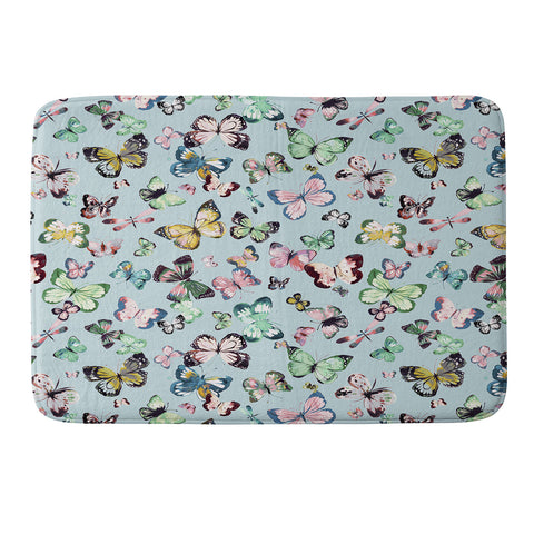 Ninola Design Butterflies wings Sky blue Memory Foam Bath Mat