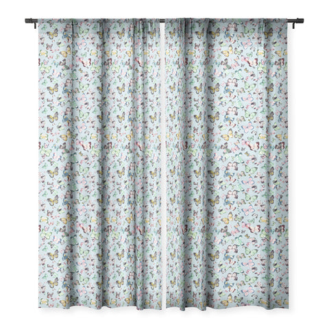 Ninola Design Butterflies wings Sky blue Sheer Window Curtain
