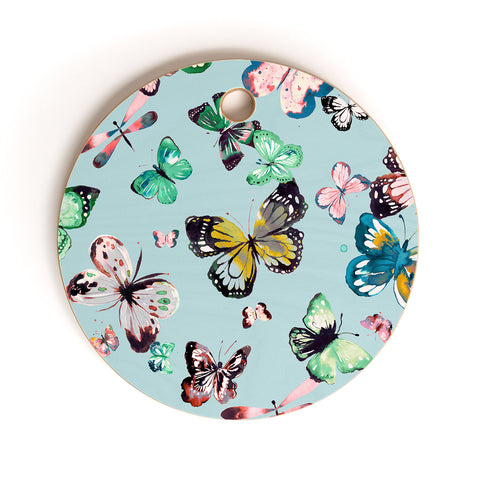 Ninola Design Butterflies wings Sky blue Cutting Board Round