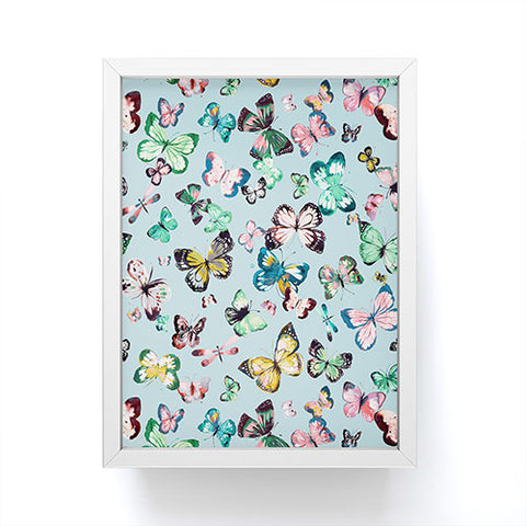 Ninola Design Butterflies wings Sky blue Framed Mini Art Print