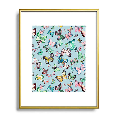 Ninola Design Butterflies wings Sky blue Metal Framed Art Print