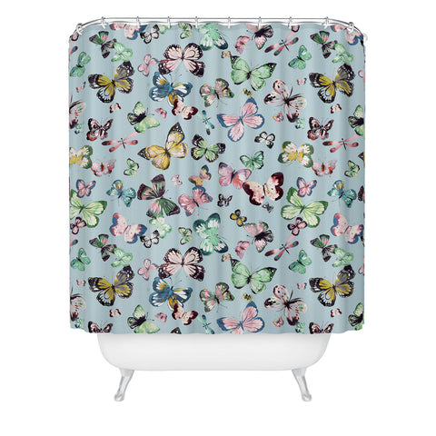 Ninola Design Butterflies wings Sky blue Shower Curtain