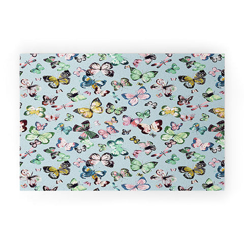 Ninola Design Butterflies wings Sky blue Welcome Mat