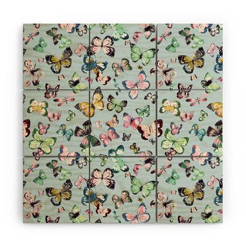 Ninola Design Butterflies wings Sky blue Wood Wall Mural