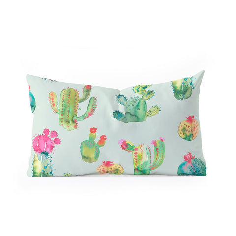 Ninola Design Cacti succulent plants Green Oblong Throw Pillow