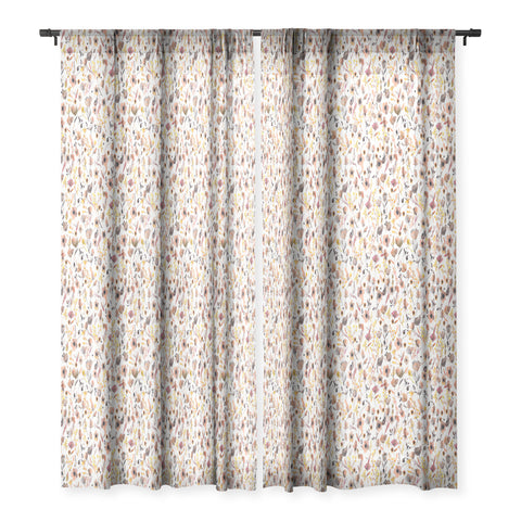 Ninola Design Camomile Floral Gold Sheer Window Curtain