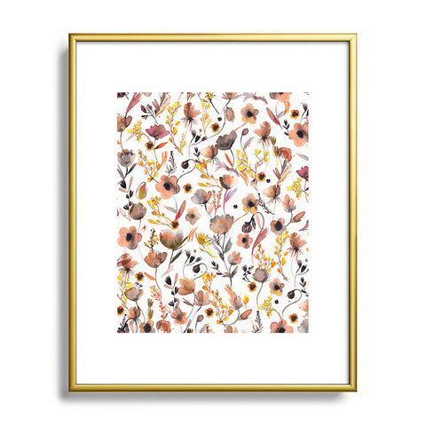 Ninola Design Camomile Floral Gold Metal Framed Art Print