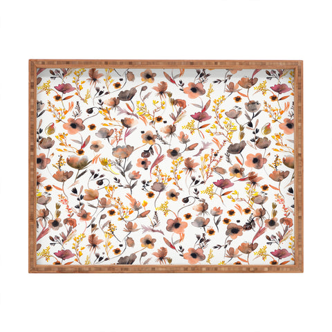 Ninola Design Camomile Floral Gold Rectangular Tray