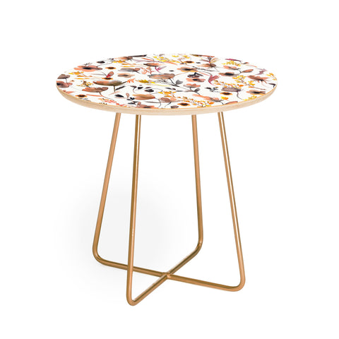 Ninola Design Camomile Floral Gold Round Side Table