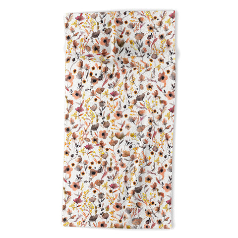 Ninola Design Camomile Floral Gold Beach Towel