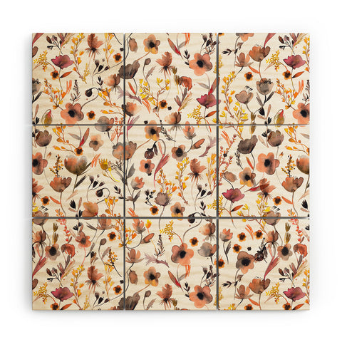 Ninola Design Camomile Floral Gold Wood Wall Mural