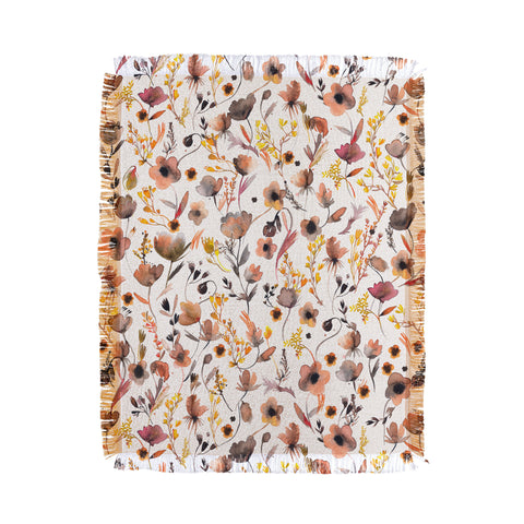 Ninola Design Camomile Floral Gold Throw Blanket