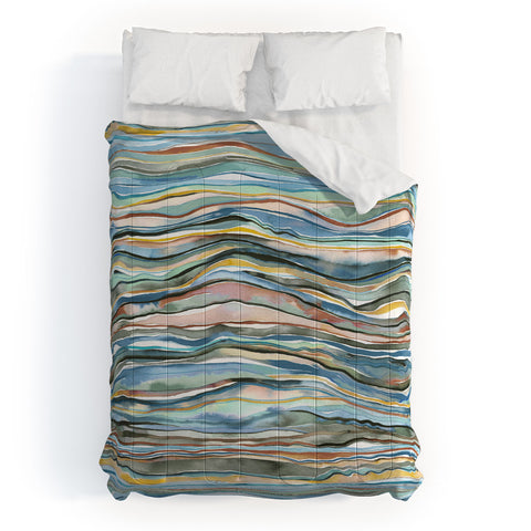 Ninola Design Canyon mountains landscape Aqua Comforter