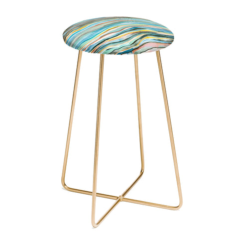 Ninola Design Canyon mountains landscape Aqua Counter Stool