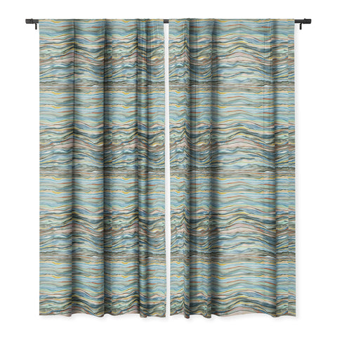 Ninola Design Canyon mountains landscape Aqua Blackout Window Curtain
