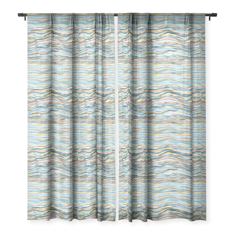 Ninola Design Canyon mountains landscape Aqua Sheer Window Curtain